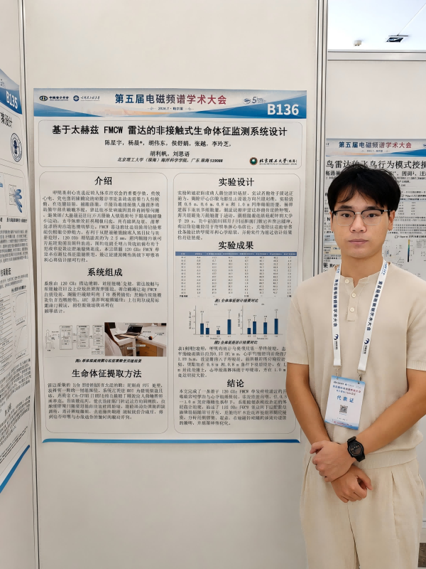 硕士生陈星宇在会议现场进行墙报展示